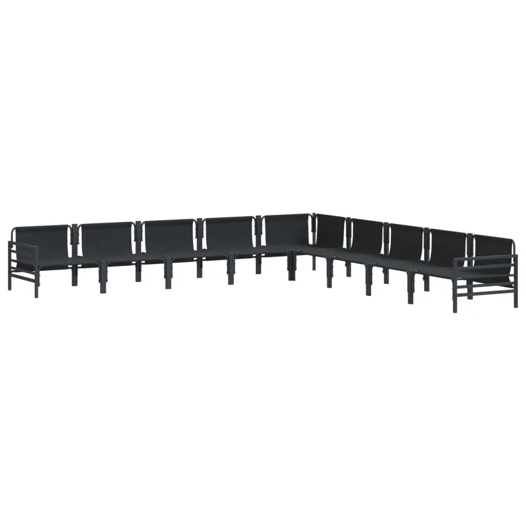 Set Divano da Giardino con cuscino 9 pcs Nero Acciaio 3378996