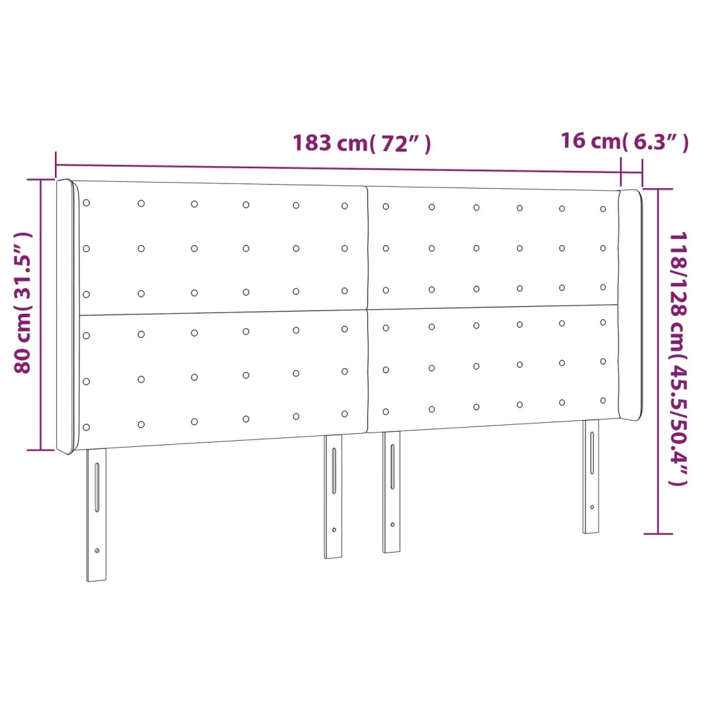Testiera a LED rosa 183x16x118/128 cm in Velluto