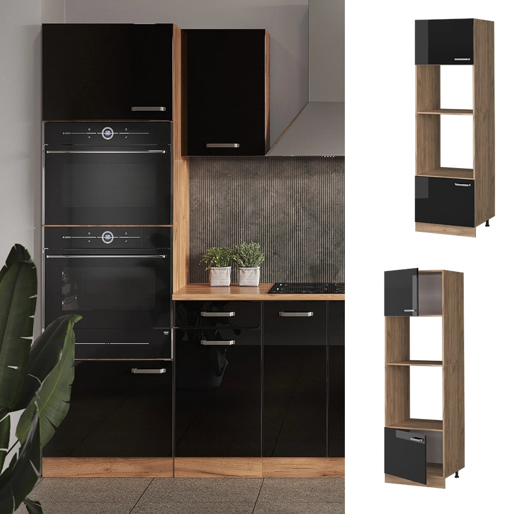 Vicco Set mobili bagno Nero lucido 60 cm