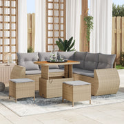 Set divani giardino  8 pezzi con cuscini Beige Polyrattan Acacia