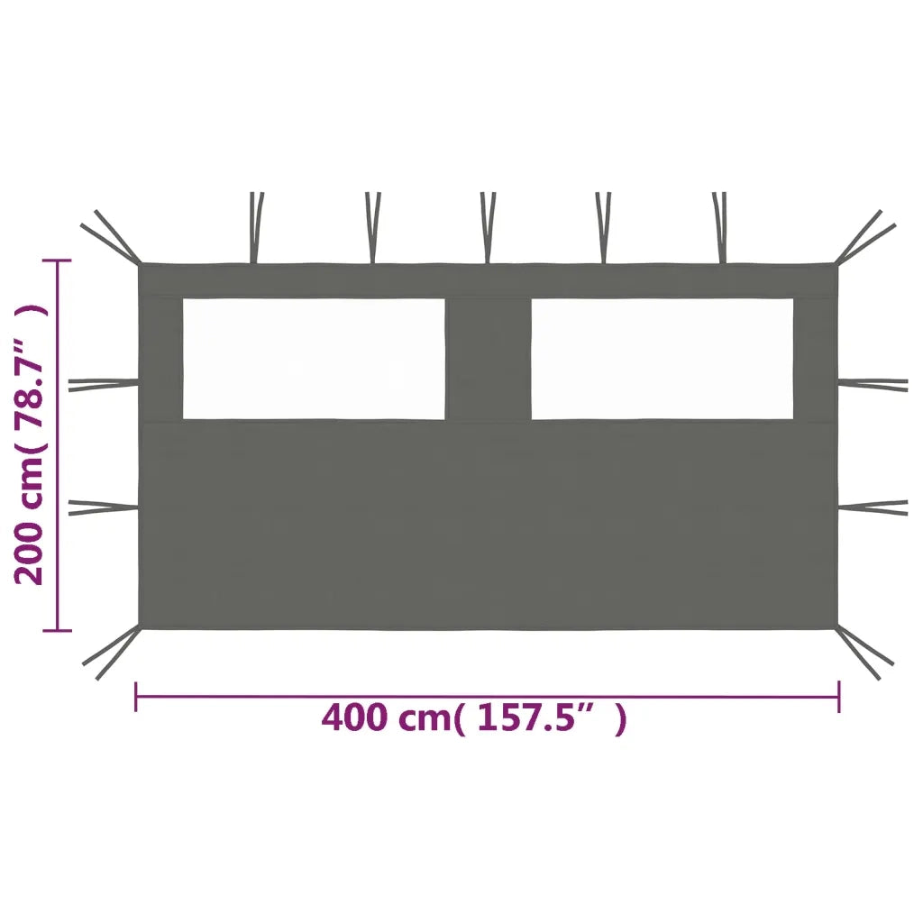 Parete con Finestre per Gazebo 4x2 m Antracite cod mxl 78680