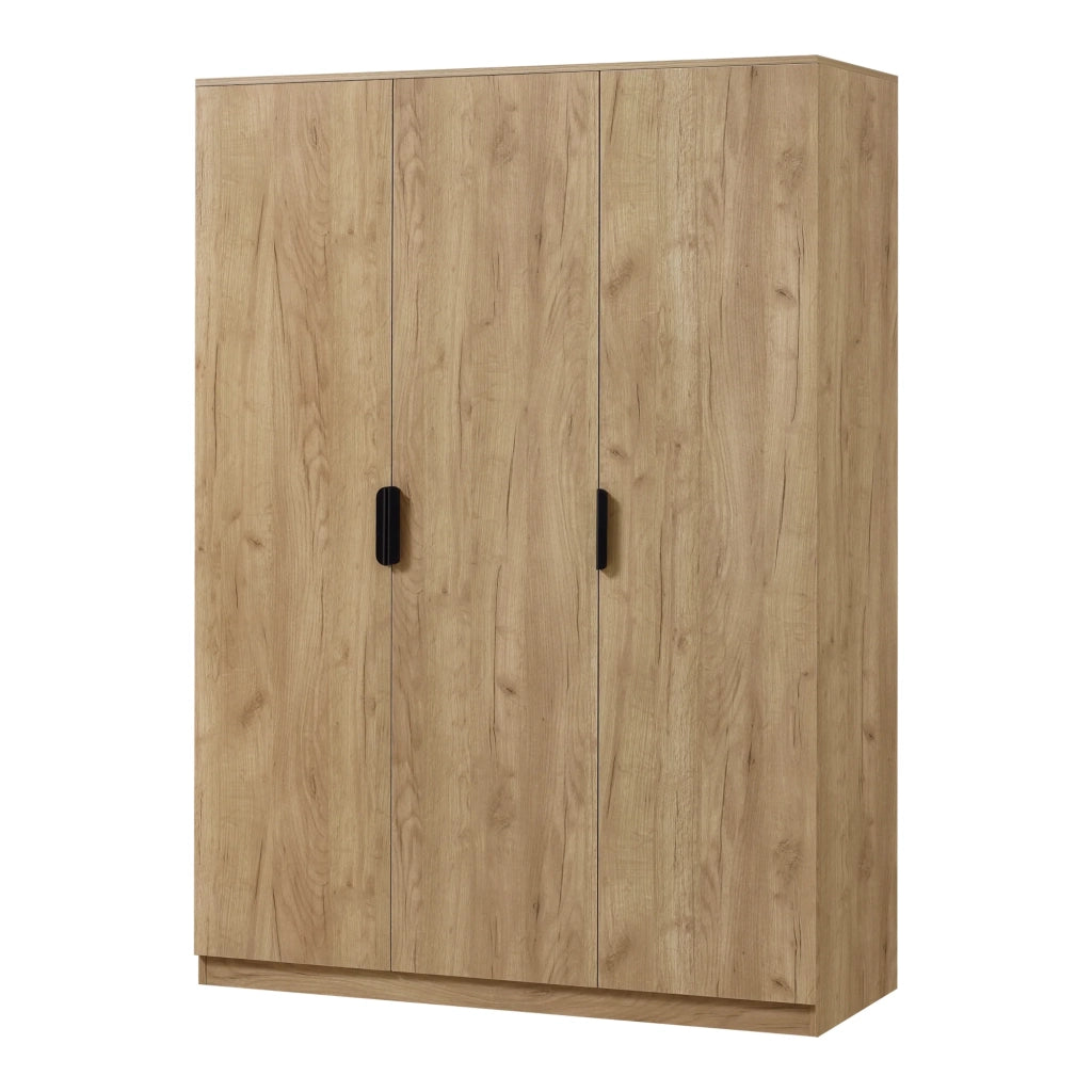 Armadio moderno per camera da letto mobile contenitore senza tempo 1 asta appendiabiti 4 ripiani MDF 176 x 120 x 52 cm effetto rovere 03_0006371