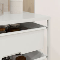 Carrello Multiuso con 3 Cestini Estraibili e Ruote 40,8x33,5x60,5 cm in Acciaio e PP Bianco