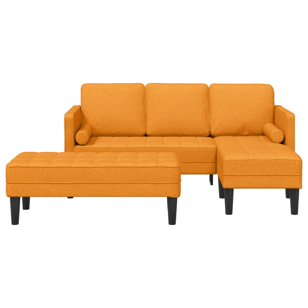 Set di divani da 2 pezzi con cuscini in tessuto giallo scuro