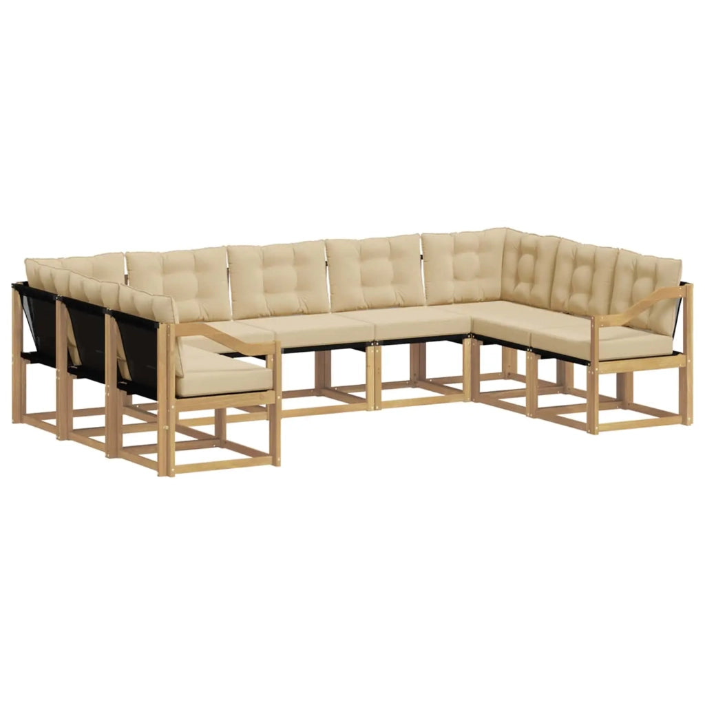 Set di divani da esterno 9 pz Bianco e Beige 3389871