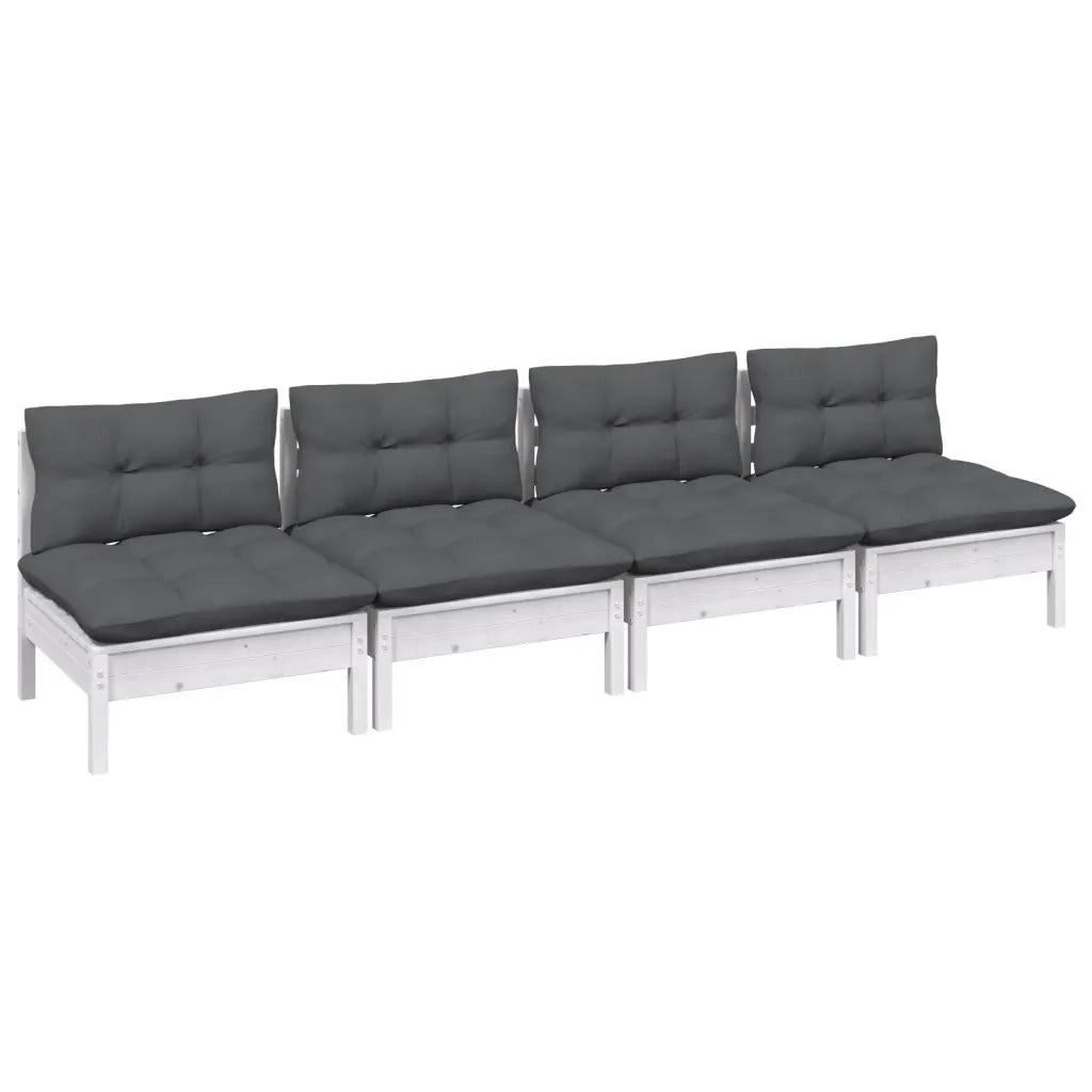 Divano da Giardino 4 Posti con Cuscini-Sofa da Giardino-Divano da esterno Antracite Legno di Pino
