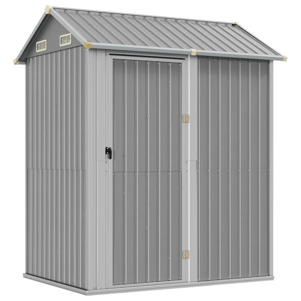 Casetta da giardino grigio chiaro 192x152,5x237 cm in acciaio zincato 364530