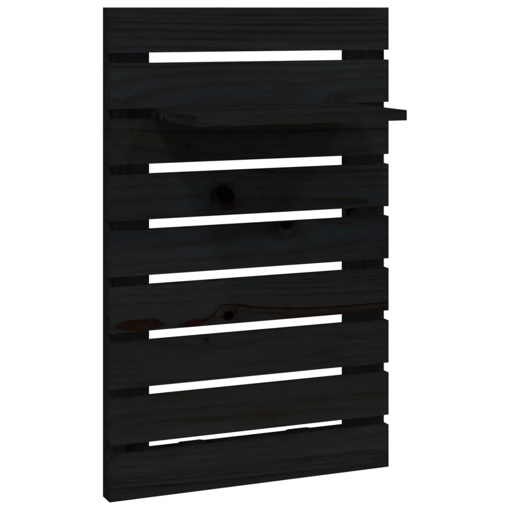 Mensole da Letto a Parete 2 pz Nero Legno Massello di Pino 824772