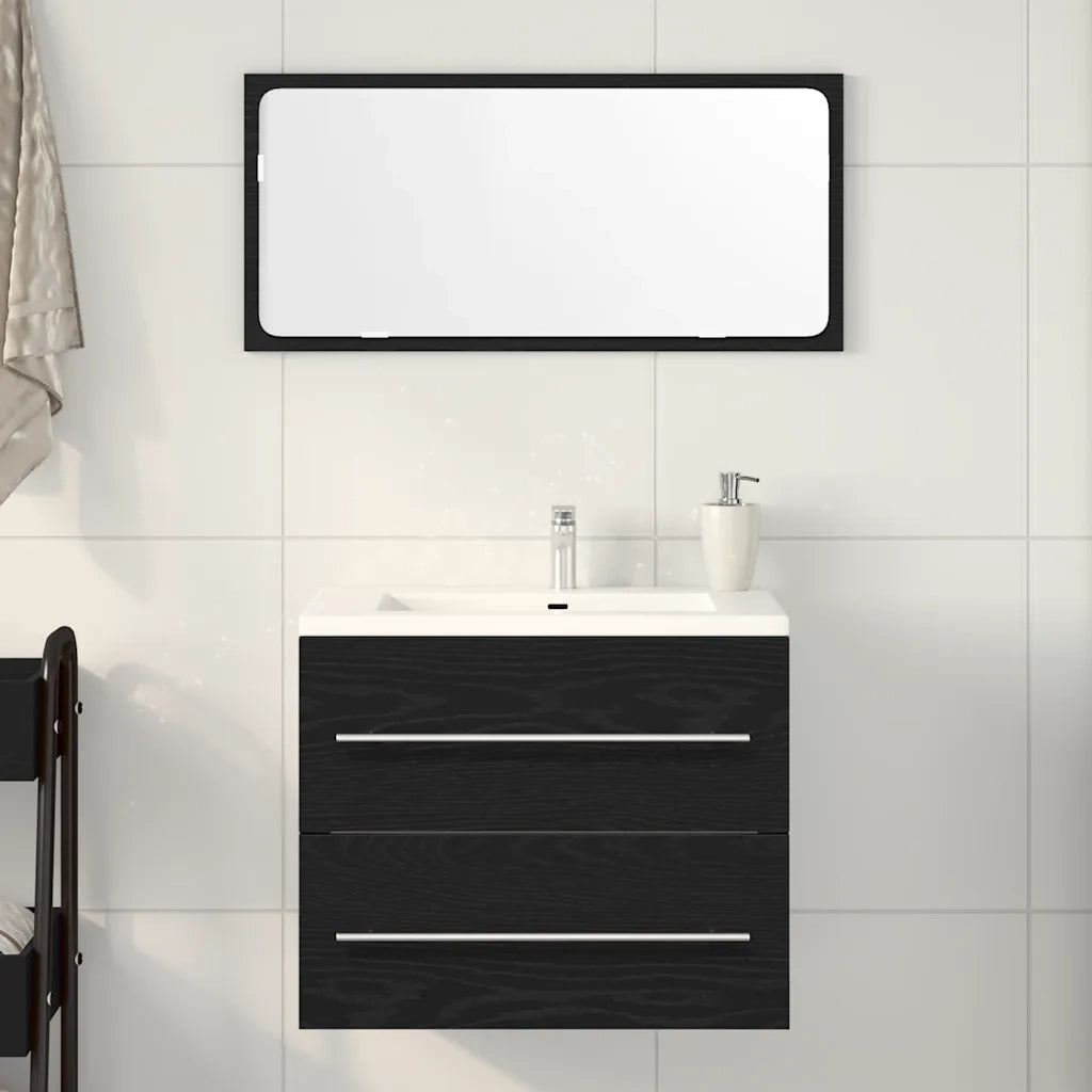 Mobile Lavabo da Bagno-Armadietto da bagno Rovere Nero 60x38,5x48 cm in Truciolato