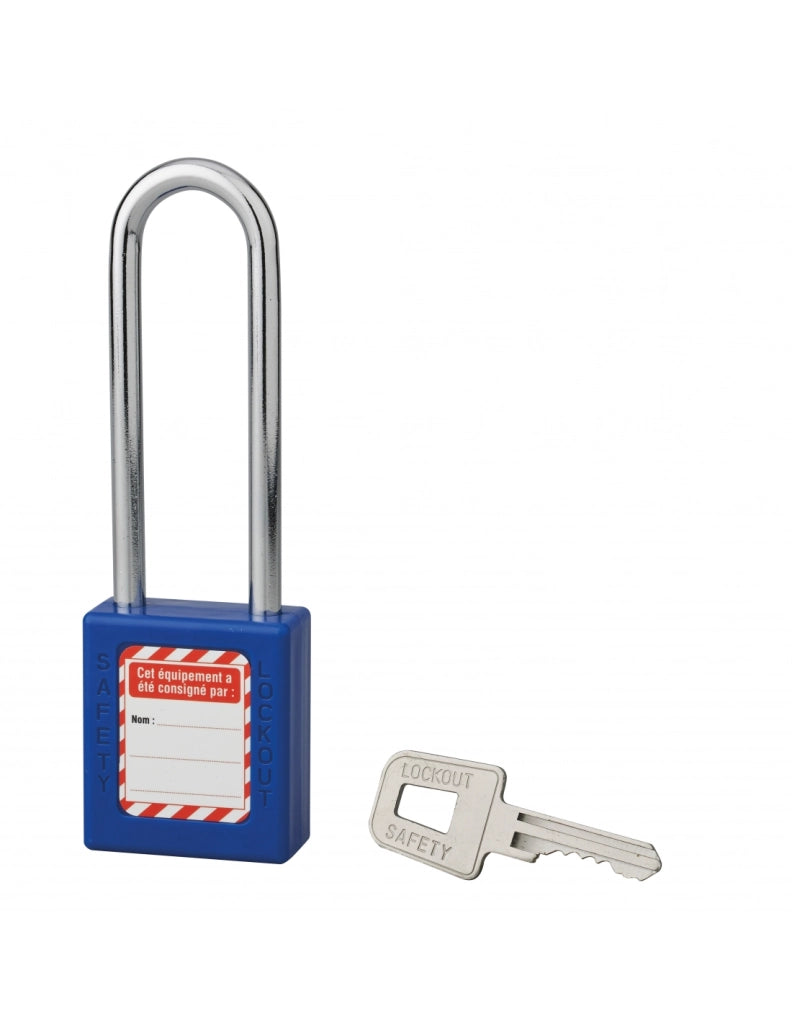 Lucchetto con arco in acciaio Ø 6 x 76 mm, blu – THIRARD