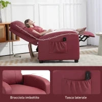 Poltrona Relax Massaggiante con Telecomando e 8 Programmi, Reclinazione e Poggiapiedi, Rosso
