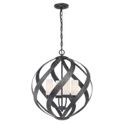 Lampadario Per Esterno Nordico Blacksmith Acciaio Nero Antico Vetro 4 Luci E14