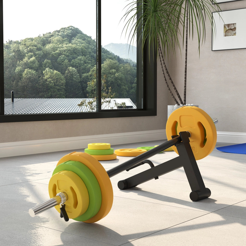 Set di manubri e bilanciere 20 kg ¨C zephmum ¨C 6 dischi 1.5 kg, 2.5 kg, 5 kg, arancione, verde, giallo