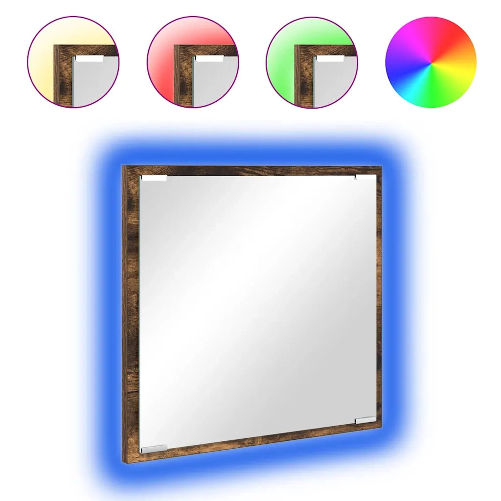 Specchio da bagno LED con specchio Rovere fumé 40 x 37 x 8.5 cm 822925