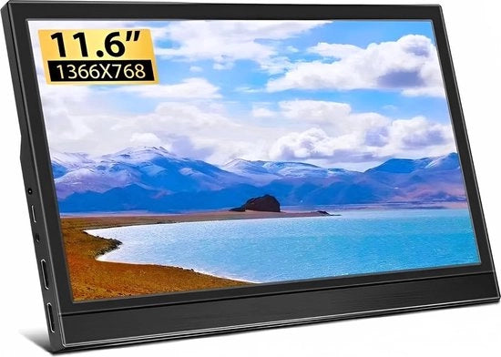 Monitor portatile - 11,6 pollici - 1366 * 768 con HDMI, USBC - Piccolo monitor compatibile con PS3, PS4, Raspberry Pi 3 2 1 - Monitor mini con altoparlanti integrati e supporto di sospensione