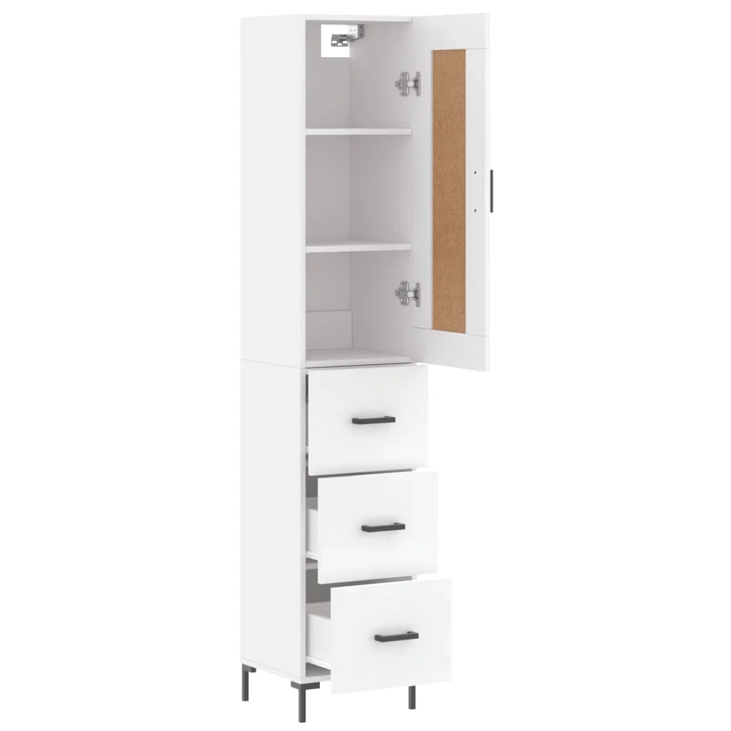 Buffet credenza cassettiera mobiletto mobile contenitore organizer cucina soggiorno salotto alto 34,5 x 34 x 180 cm legno ingegnerizzato bianco 02_0032301