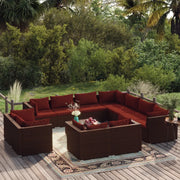 Set Divani da Giardino 12 pz con Cuscini in Polyrattan Marrone cod mxl 35175