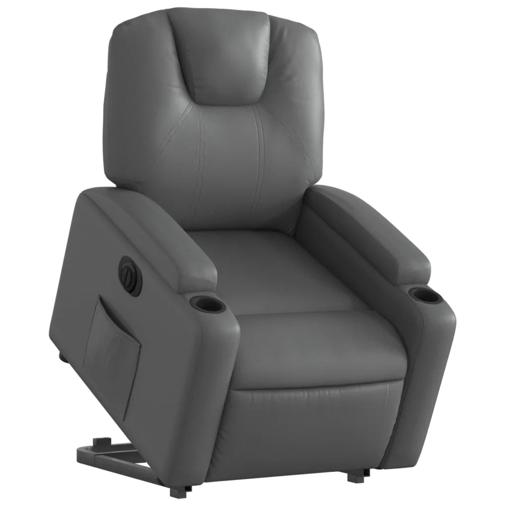 Poltrona Alzapersona Reclinabile Grigio in Similpelle 3204447