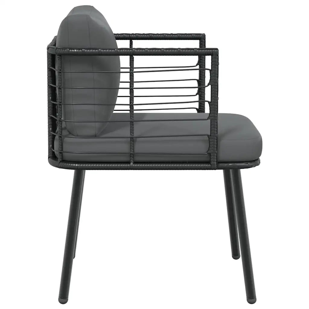 Poltrona da Giardino con Cuscini in Polyrattan Nero CFW7556401