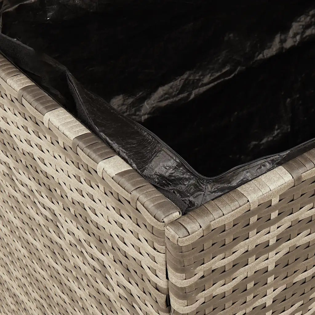 Contenitore Giardino Grigio 110x50x54cm Polyrattan Legno Acacia 365956