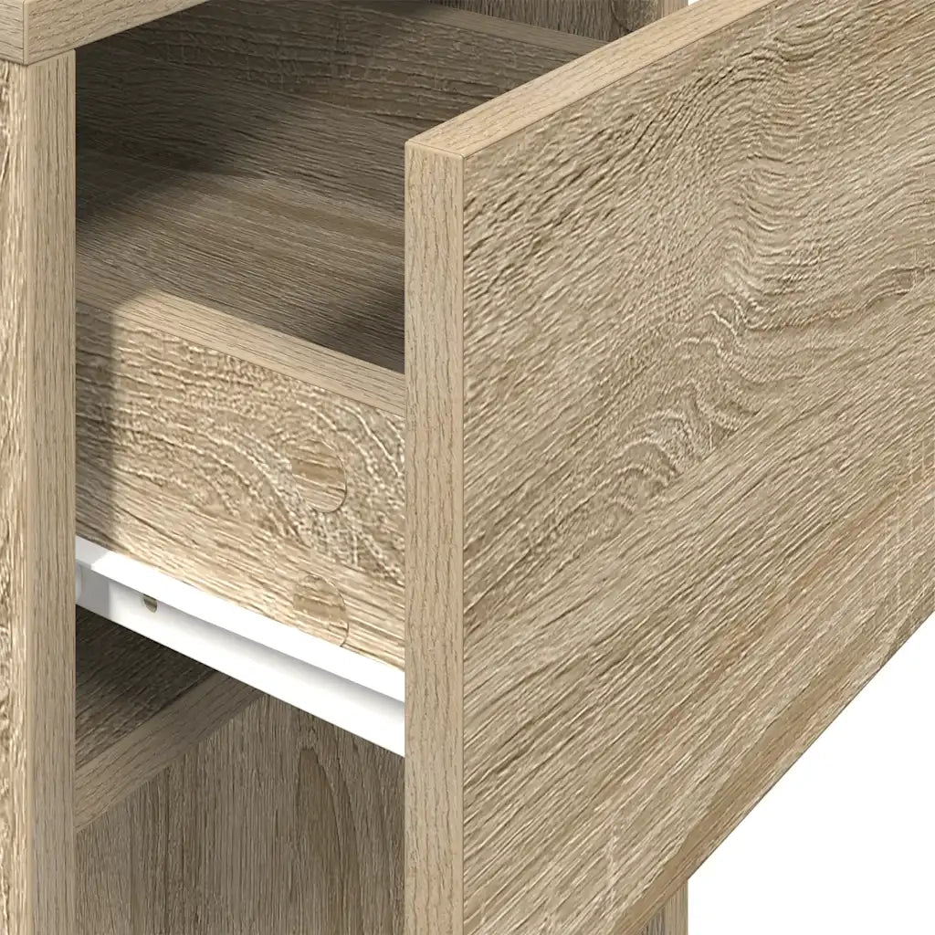 vidaXL Supporto per Computer a Torre con Cassetto Rovere 30x44x74 cm