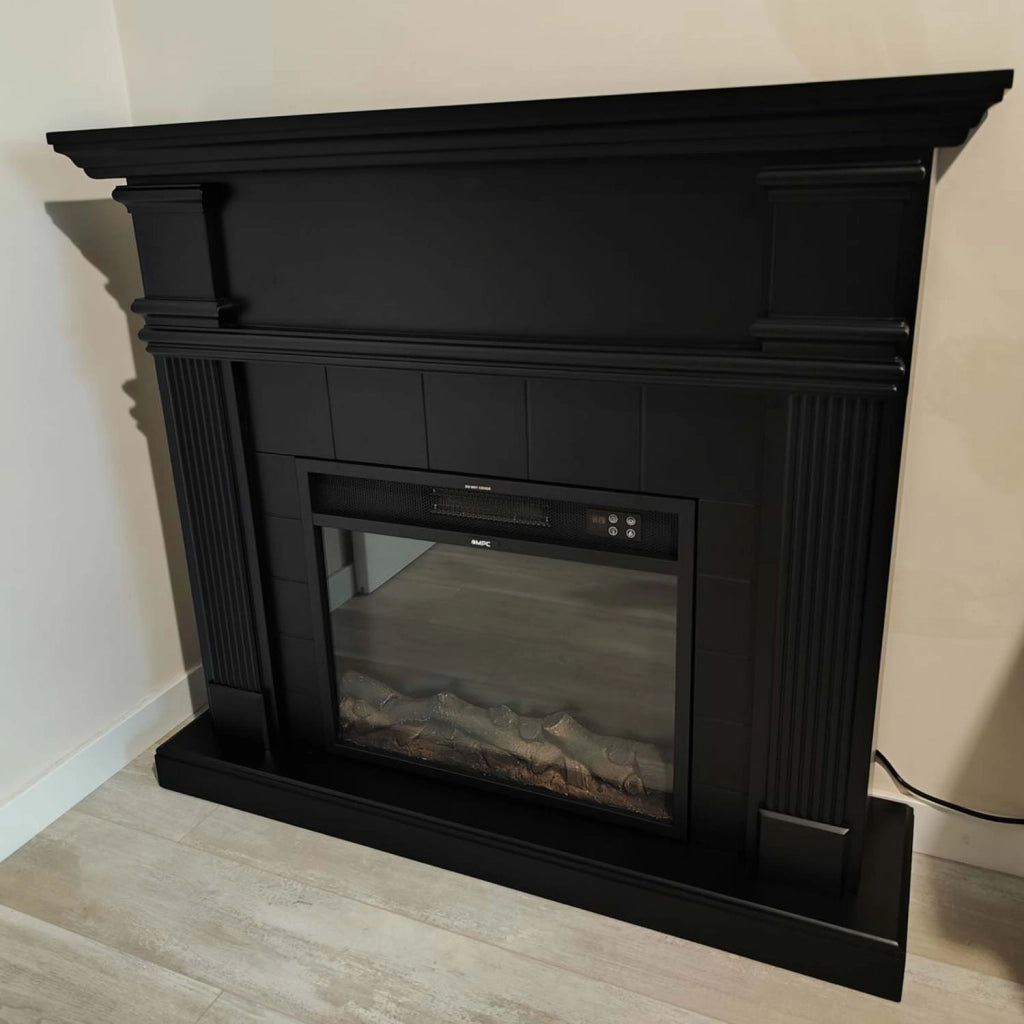 Mpc Cornice Camino Caldera Cornice Caminetti Caldera Nero Ideale Per Inserto Elettrico Caminettovulcano o Bruciatore Esistente Design Classico Senza Tempo Realizzato In Robusto Legno Mdf