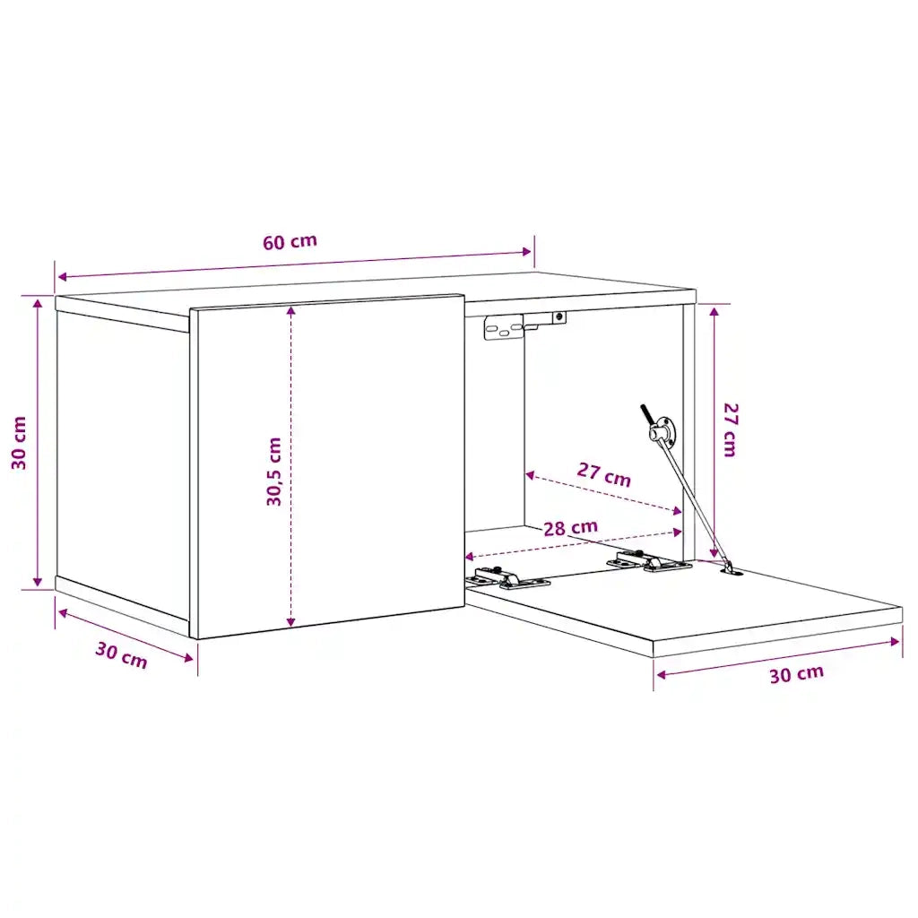 Mobili Porta TV Pensili 3pz | Armadietto TV | Mobile Porta TV Bianchi 60x30x30 cm