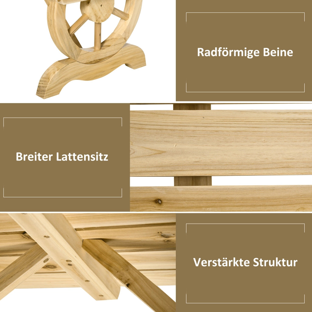 Panca da giardino rustica in legno per 2 persone 98 x 50 x 39;5 cm; naturale