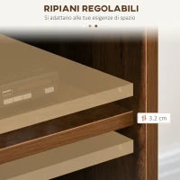 Mobile Porta TV fino 65" con 2 Armadietti e 2 Vani Aperti in Legno, 150x40x56cm, Marrone