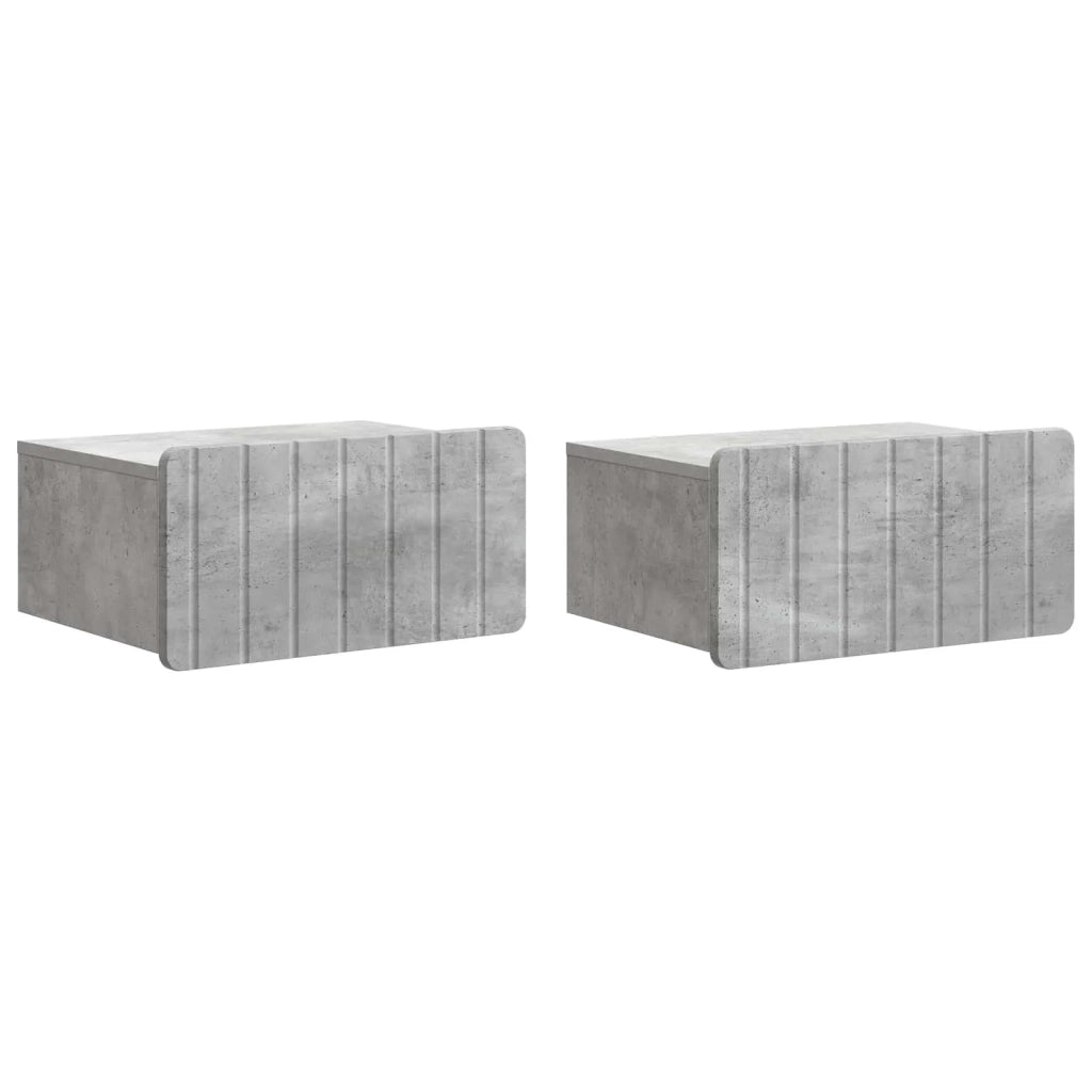 Set di 2 Comodini | Armadio da Notte | Mobiletto da notte a muro con cassetto Grigio Cemento