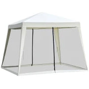 Gazebo Impermeabile con Zanzariere da Giardino Esterno Tendone in Poliestere 3 x 3 x 2.45 m Beige