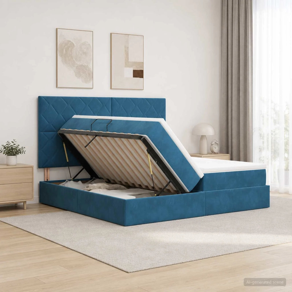 Letto con contenitore LED e materasso Blu Scuro 200 x 200 cm 3460288