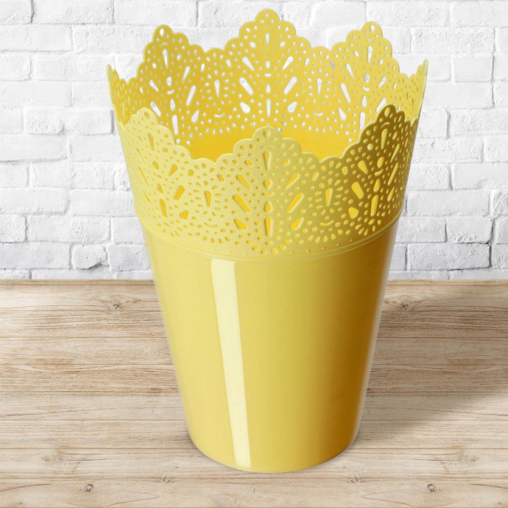 Vaso da fiori KADAX, vaso da fiori, coperchio, alto, in plastica, 12 cm, giallo