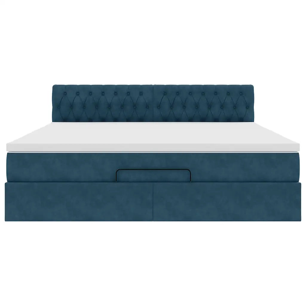 Struttura Letto Pouf con Materasso 180x200 cm in Velluto