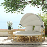 Sonneninsel 4 pezzi con tetto estraibile; effetto rattan; crema bianco