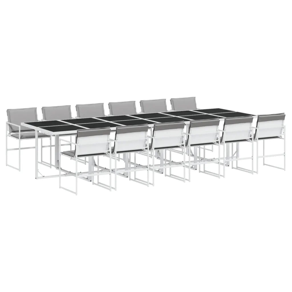 vidaXL Set da Pranzo da Giardino 13 pz con Cuscini Bianco in Textilene