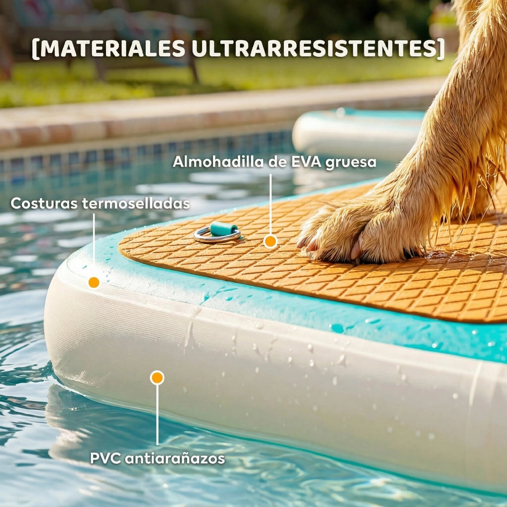 Rampa per Cani Gonfiabile per Piscine Barche Laghi ¨C zephmum ¨C Grigio 151x102 cm Superficie Antiscivolo EVA
