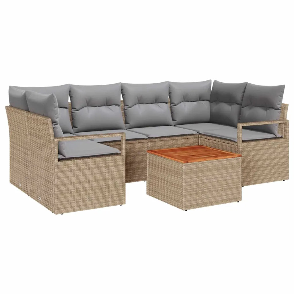 Set Divano da Giardino con cuscino 7 pcs Beige polyrattan 3347658
