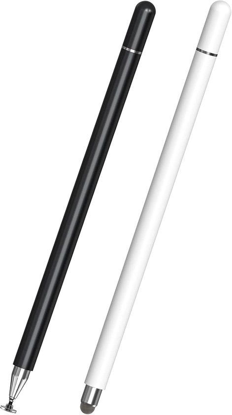Stilo 2 in 1, compatibile con tutti i tablet e smartphone, adatto per iPhone, iPad, Samsung, Lenovo, Surface, Huawei, Xiaomi, Android, iOS, ecc. (Nero + Bianco)