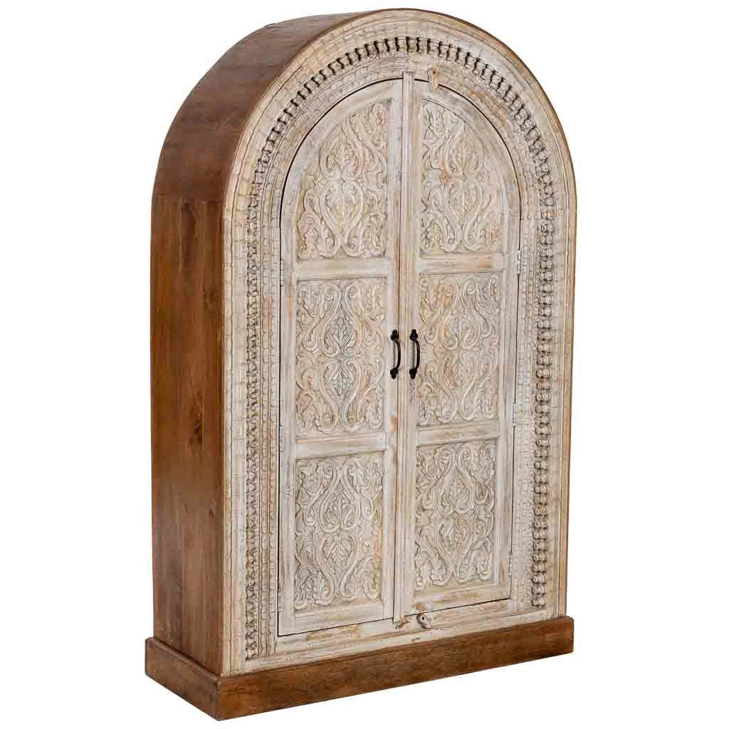 Armadio in legno marrone e bianco con 2 ante, 112x41x181h cm