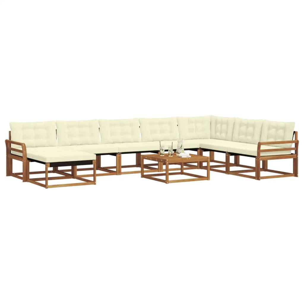 Set di divani da esterno con cuscino 9 pcs Naturale e Crema