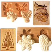Set di forme a forma di biscotto in legno - confezione da 4 - tema natalizio - legno di betulla