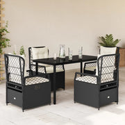 Set da Pranzo da Giardino 5 pz Nero con Cuscini in Polyrattan 3262966
