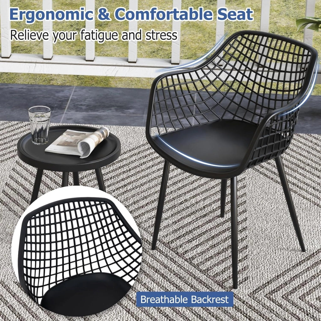 Set di 3 mobili da giardino per balconi e terrazze, 2 poltrone con tavolo, resistente alle intemperie, per piccoli spazi esterni