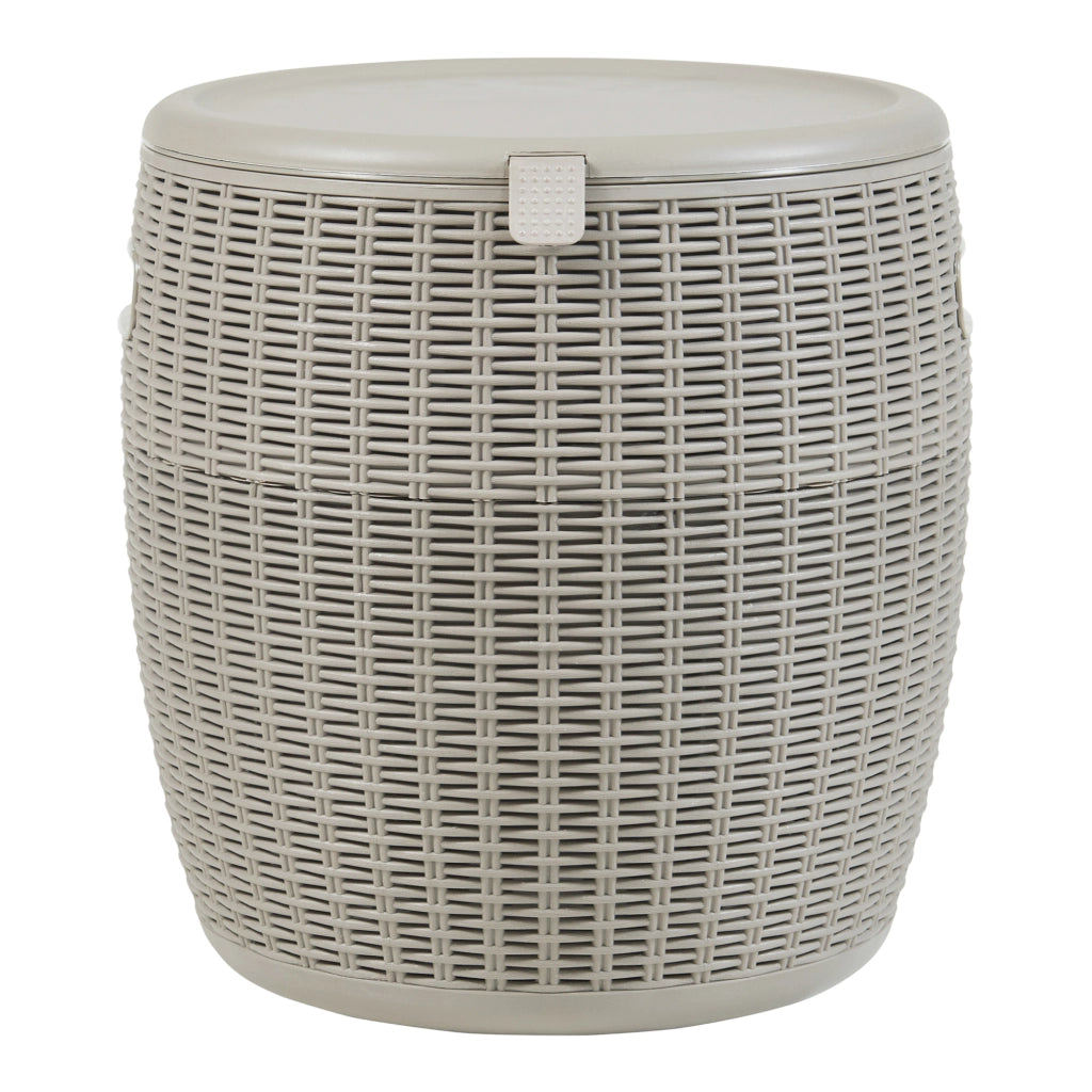 Sgabello Contenitore da Giardino Avetrana Barile in Effetto Rattan Marrone Chiaro casa.pro