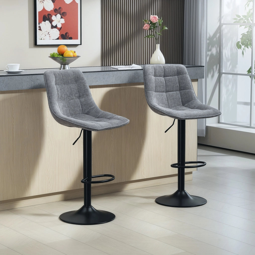Sgabelli da bar 2 pezzi con schienale ¨C zephmum ¨C girevoli, regolabili in altezza, grigio scuro
