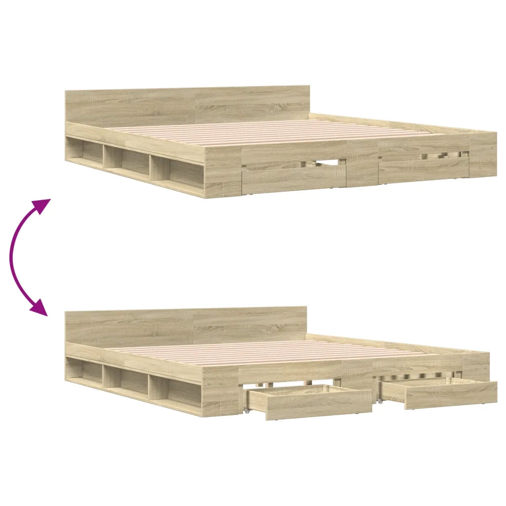 Giroletto Cassetti Rovere Sonoma 180x200 cm Legno Multistrato
