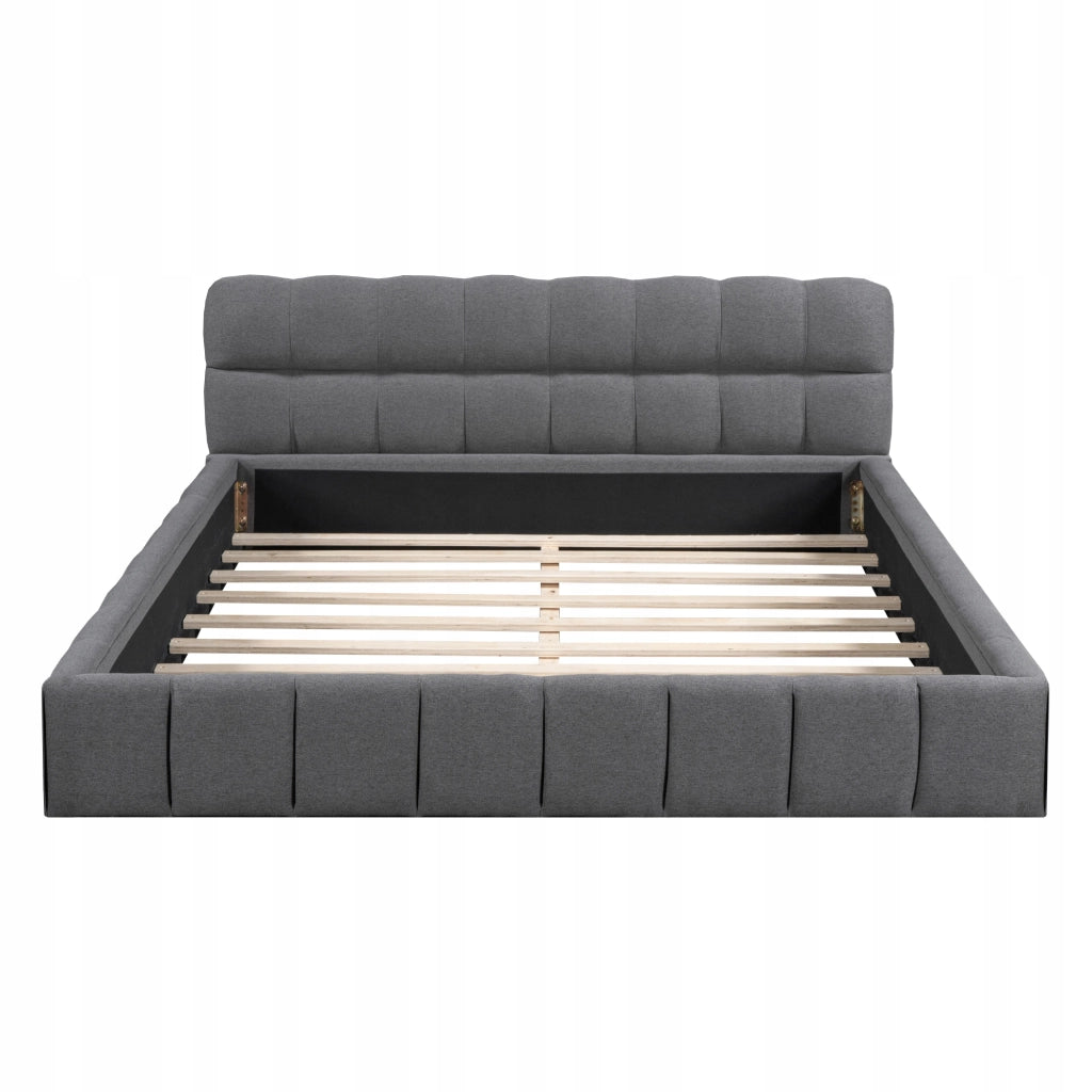 Letto imbottito 140x190 - Xylo - Grigio con schienale