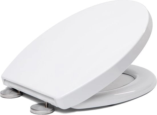 Braccio di toilette con meccanismo softclose, funzione Quick-Release per la facile pulizia, forma O, bianco, braccio di toilette con sospensioni regolabili, versione in plastica