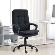 Poltrona Ufficio Ergonomica in Tessuto, Altezza Regolabile, con Braccioli, Nero